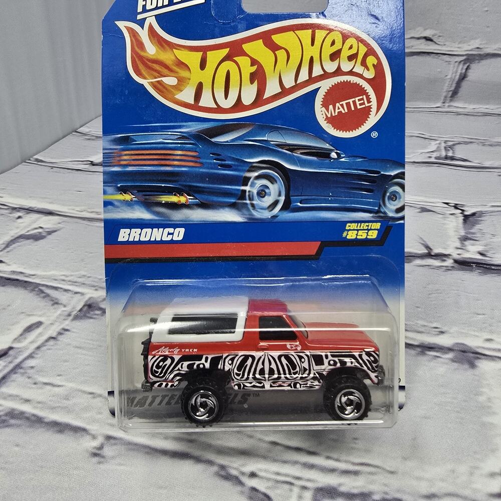 1998 Hot Wheels Ford Bronco #859 Off Road Saw blade Wheels motorcycle on back